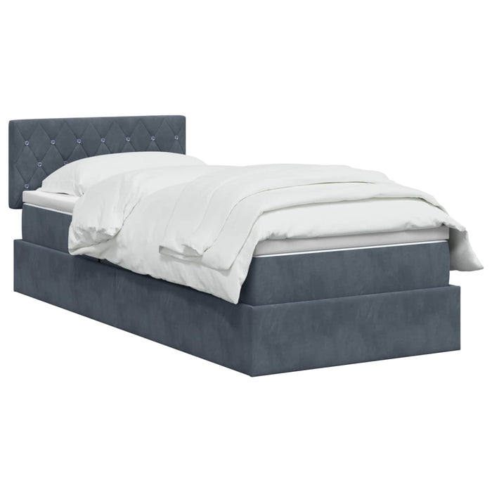 Pat cu storage cu headboard Gri închis 90 x 190 cm Catifea WALTI