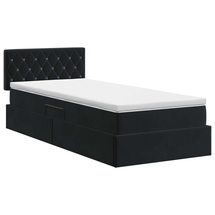 Pat cu storage cu headboard Negru 90 x 200 cm Catifea WALTI