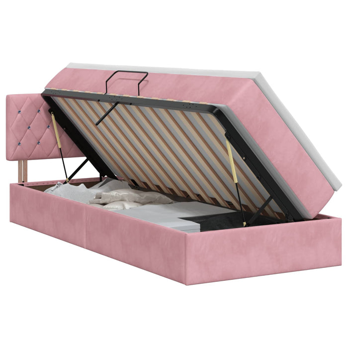 Pat cu storage cu headboard Roz 100 x 200 cm Catifea WALTI
