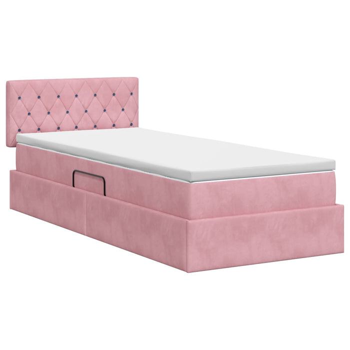 Pat cu storage cu headboard Roz 100 x 200 cm Catifea WALTI