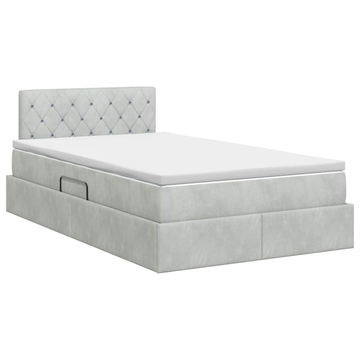 Pat cu storage cu headboard Gri deschis 120 x 190 cm Catifea WALTI
