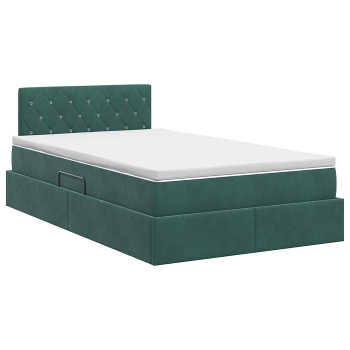 Pat cu storage cu headboard Verde închis 120 x 200 cm Catifea WALTI