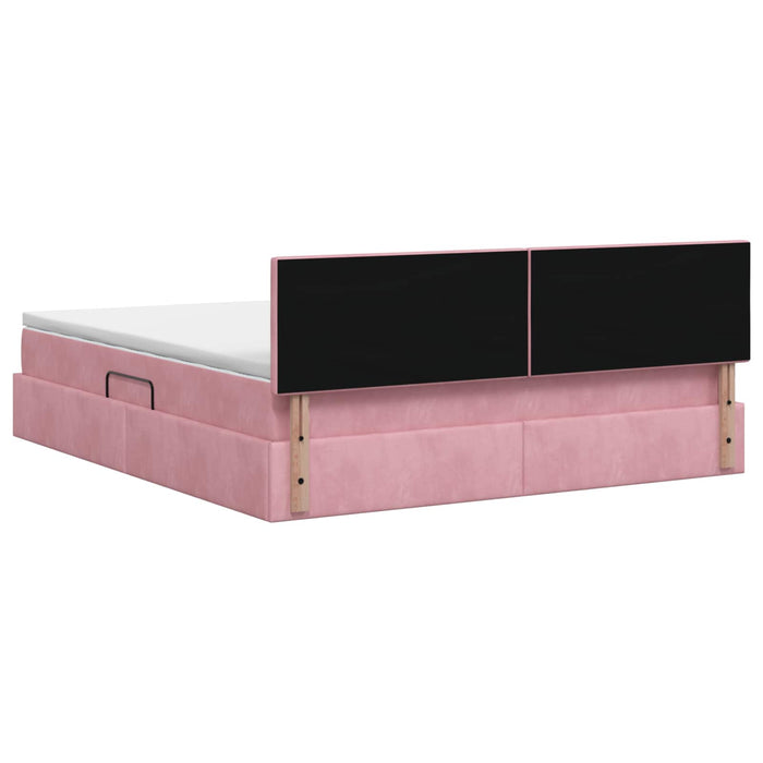Pat cu storage cu headboard Roz 140 x 200 cm Catifea WALTI