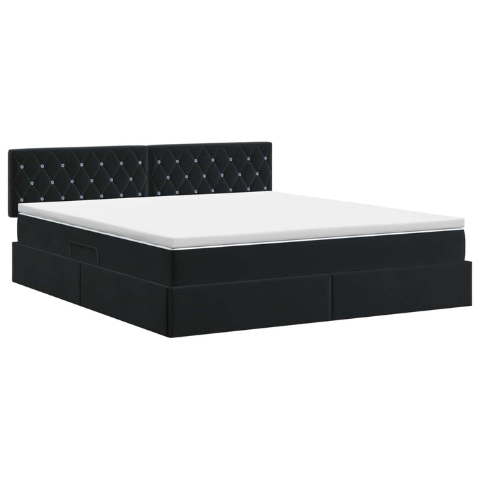 Pat cu storage cu headboard Negru 160 x 200 cm Catifea WALTI