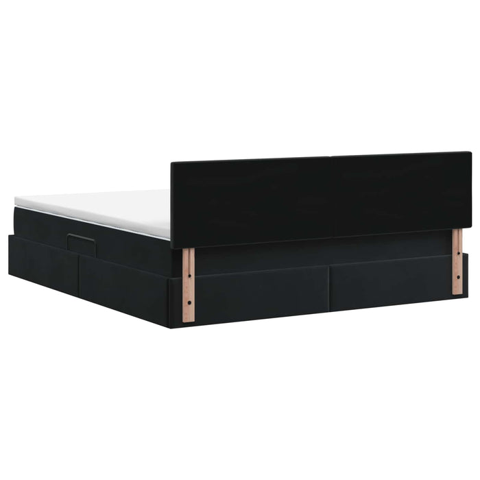 Pat cu storage cu headboard Negru 160 x 200 cm Catifea WALTI