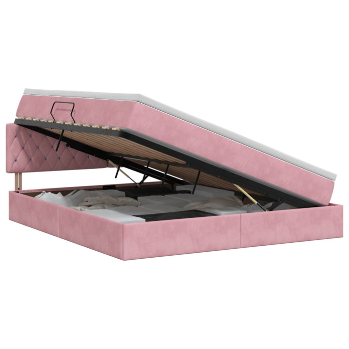 Pat cu storage cu headboard Roz 160 x 200 cm Catifea WALTI