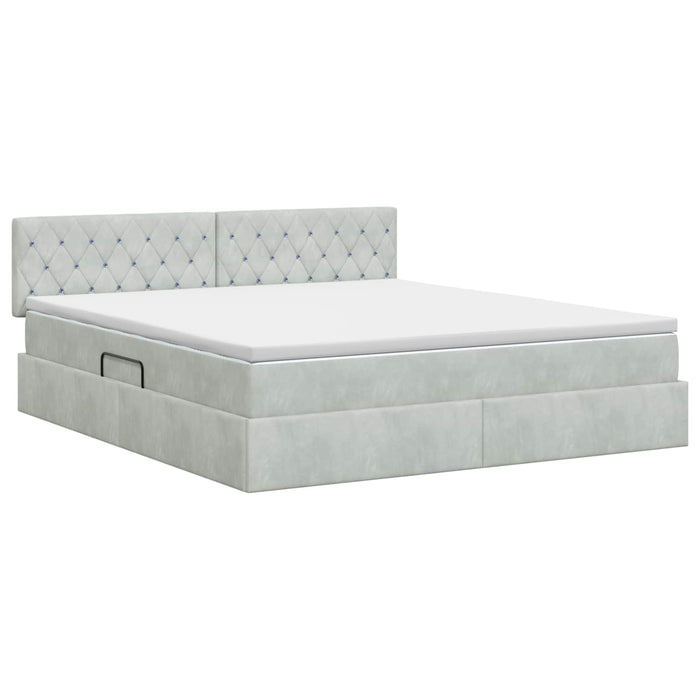 Pat cu storage cu headboard Gri deschis 180 x 200 cm Catifea WALTI