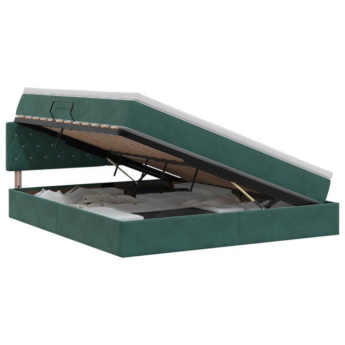 Pat cu storage cu headboard Verde închis 180 x 200 cm Catifea WALTI