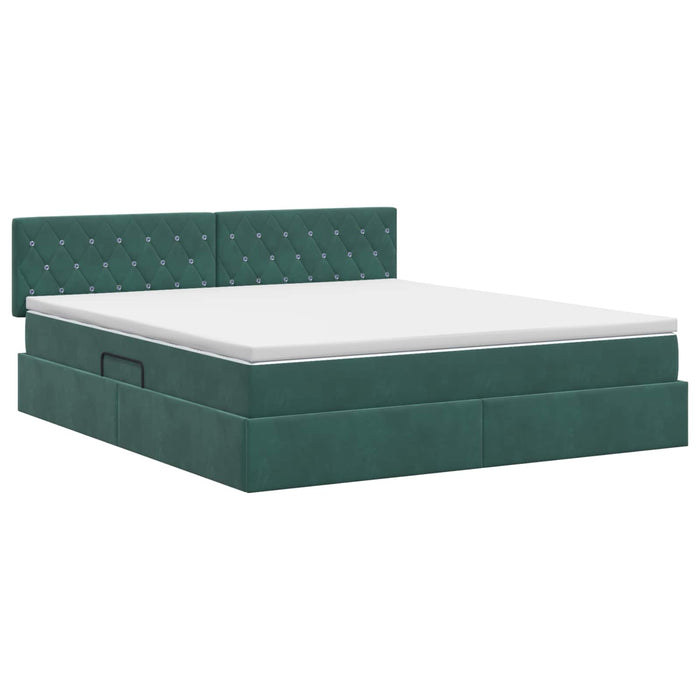Pat cu storage cu headboard Verde închis 180 x 200 cm Catifea WALTI