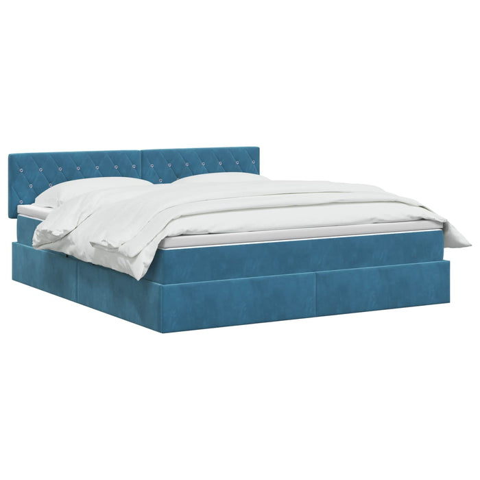 Pat cu storage Albastru închis 180 x 200 cm Catifea WALTI