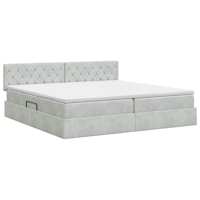 Pat cu storage cu headboard Gri deschis 200 x 200 cm Catifea WALTI