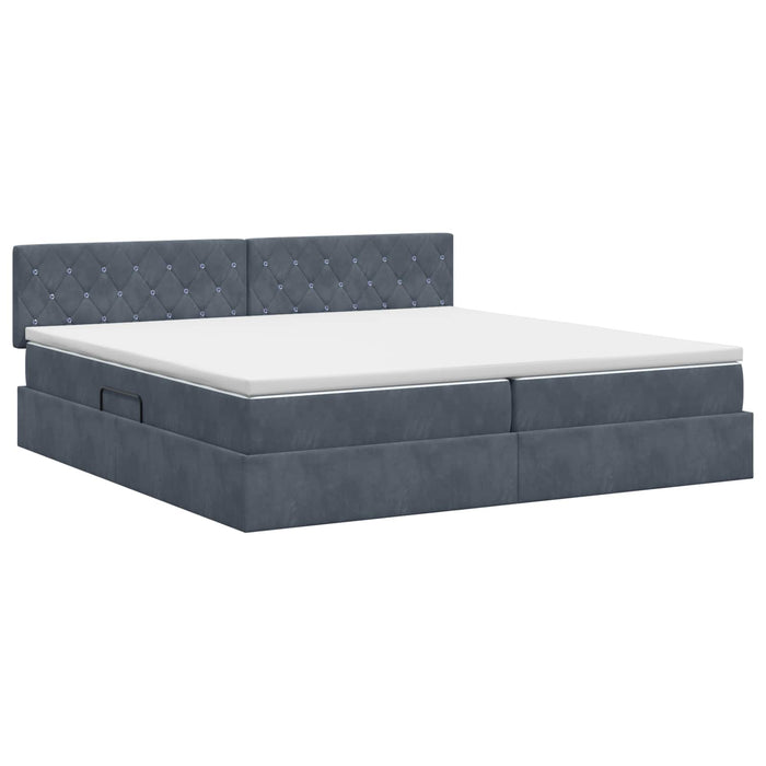 Pat cu storage cu headboard Gri închis 200 x 200 cm Catifea - WALTI WALTI