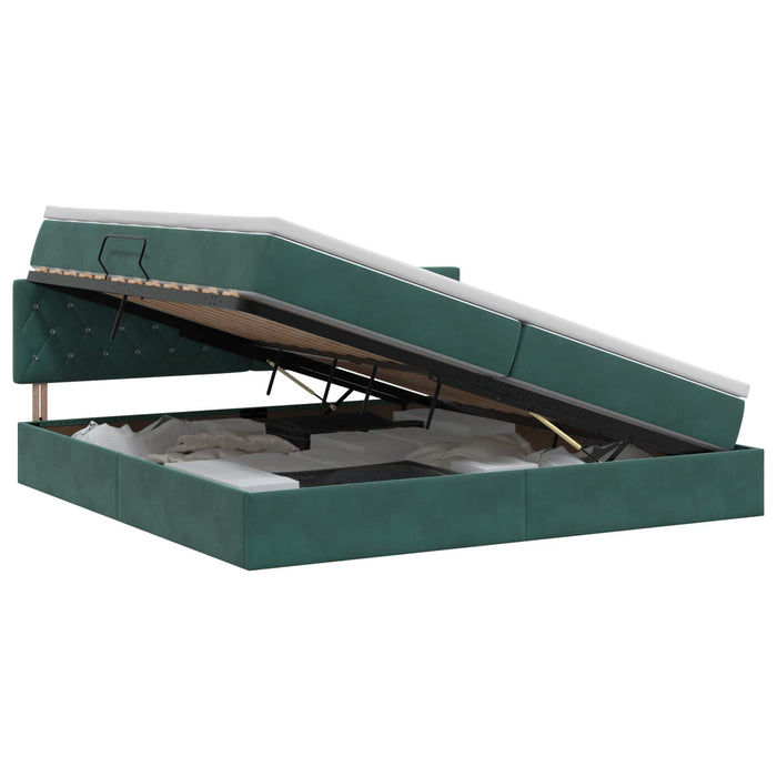 Pat cu storage cu headboard Verde închis 200 x 200 cm Catifea WALTI