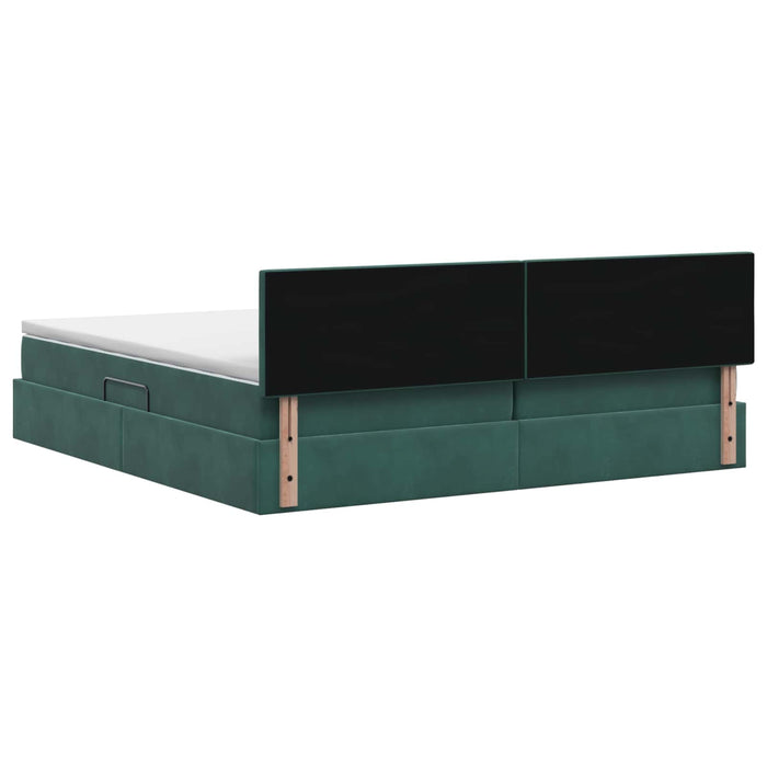 Pat cu storage cu headboard Verde închis 200 x 200 cm Catifea WALTI