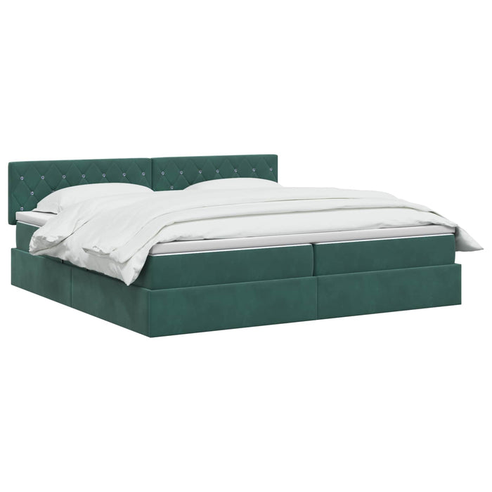 Pat cu storage cu headboard Verde închis 200 x 200 cm Catifea WALTI