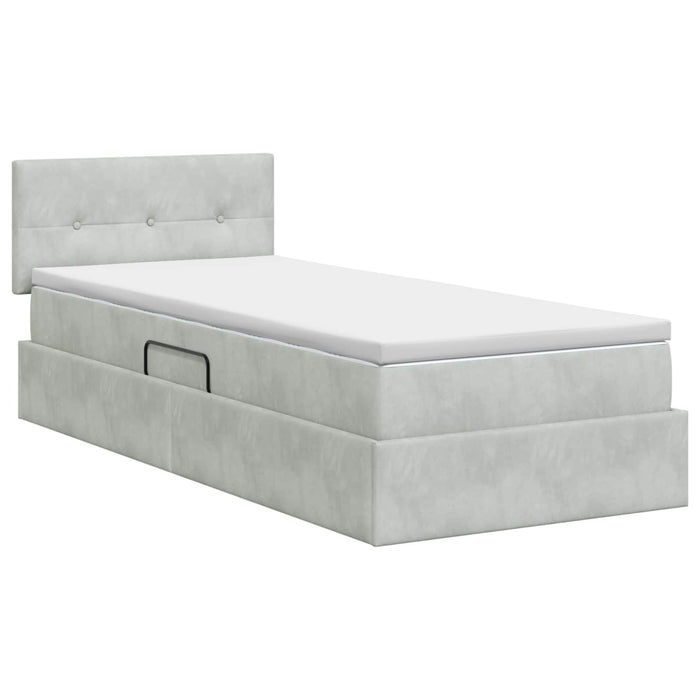 Pat cu storage cu headboard Gri deschis 90 x 190 cm Catifea WALTI