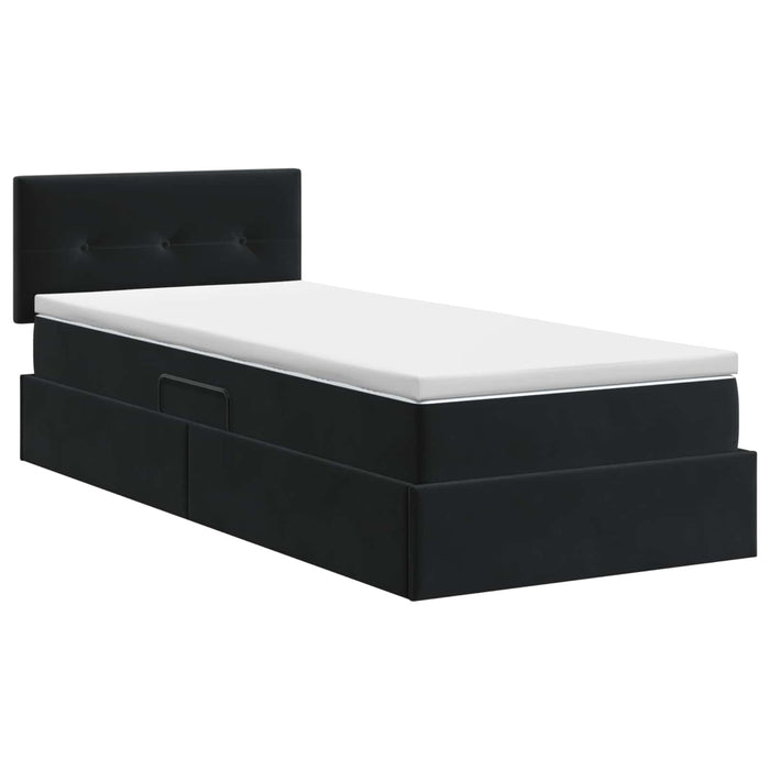 Pat cu storage cu headboard Negru 90 x 190 cm Catifea WALTI