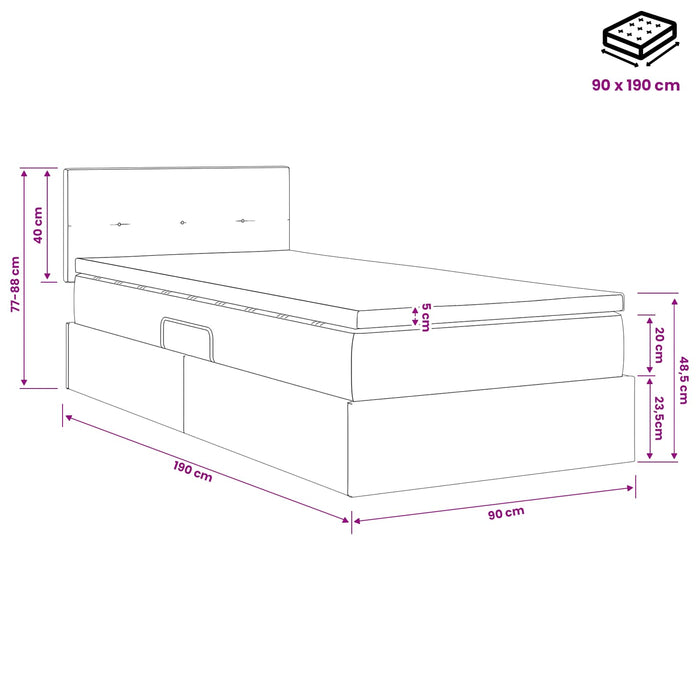 Pat cu storage cu headboard Verde închis 90 x 190 cm Catifea WALTI