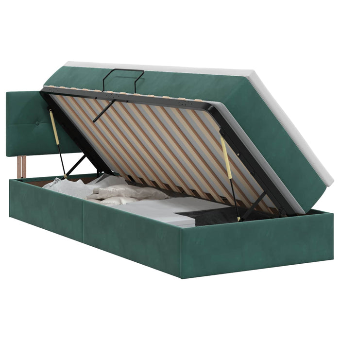 Pat cu storage cu headboard Verde închis 90 x 200 cm Catifea WALTI