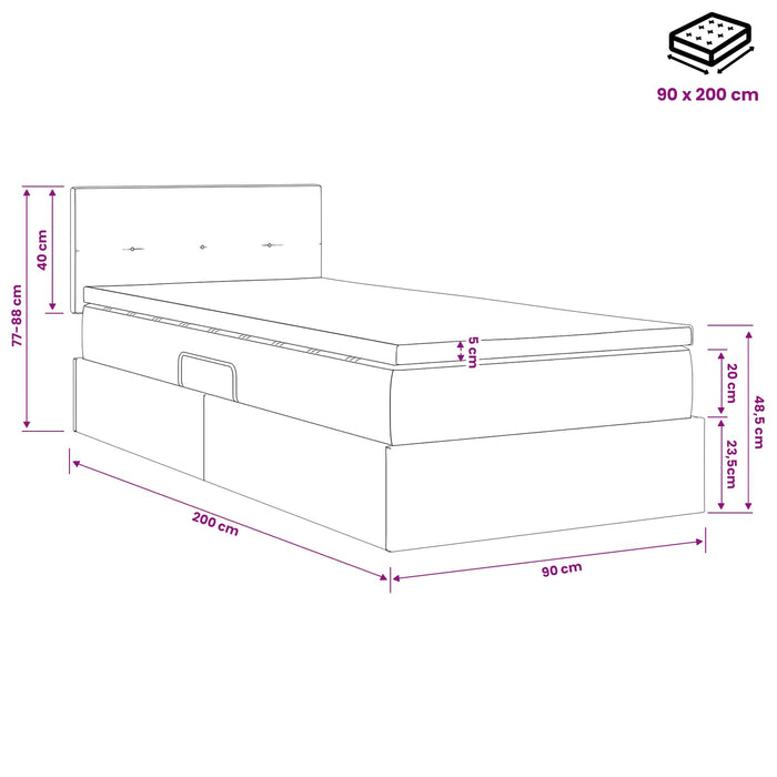 Pat cu storage cu headboard Albastru închis 90 x 200 cm Catifea WALTI