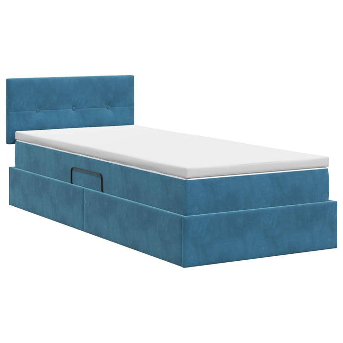 Pat cu storage Albastru închis 100 x 200 cm Catifea WALTI
