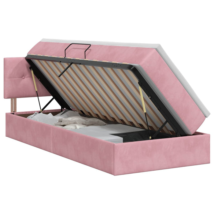 Pat cu storage cu headboard Roz 100 x 200 cm Catifea WALTI