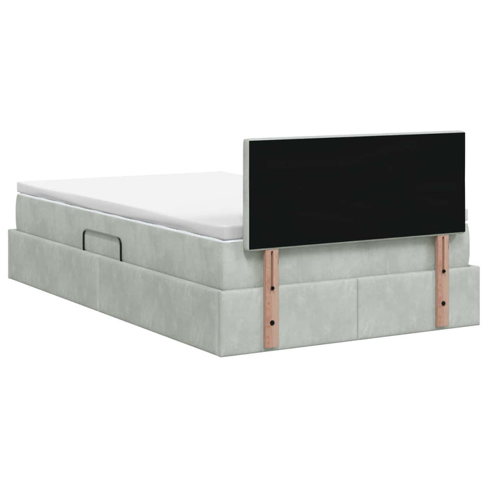 Pat cu storage cu headboard Gri deschis 120 x 190 cm Catifea WALTI