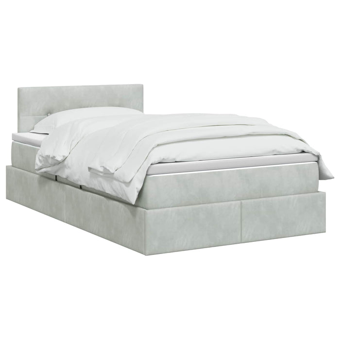 Pat cu storage cu headboard Gri deschis 120 x 190 cm Catifea WALTI
