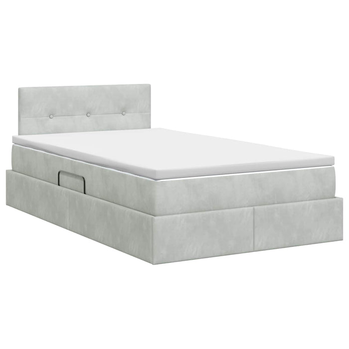 Pat cu storage cu headboard Gri deschis 120 x 200 cm Catifea WALTI