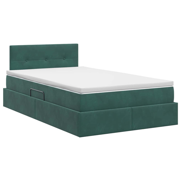 Pat cu storage cu headboard Verde închis 120 x 200 cm Catifea WALTI