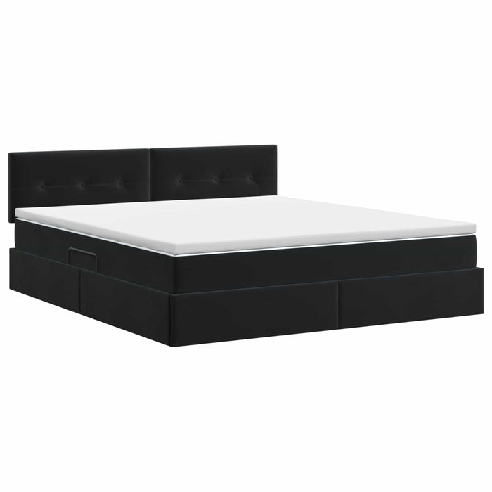 Pat cu storage cu headboard Negru 160 x 200 cm Catifea WALTI