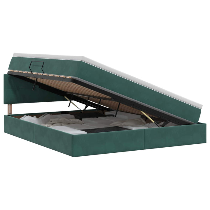 Pat cu storage cu headboard Verde închis 160 x 200 cm Catifea WALTI