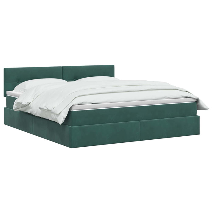 Pat cu storage cu headboard Verde închis 160 x 200 cm Catifea WALTI