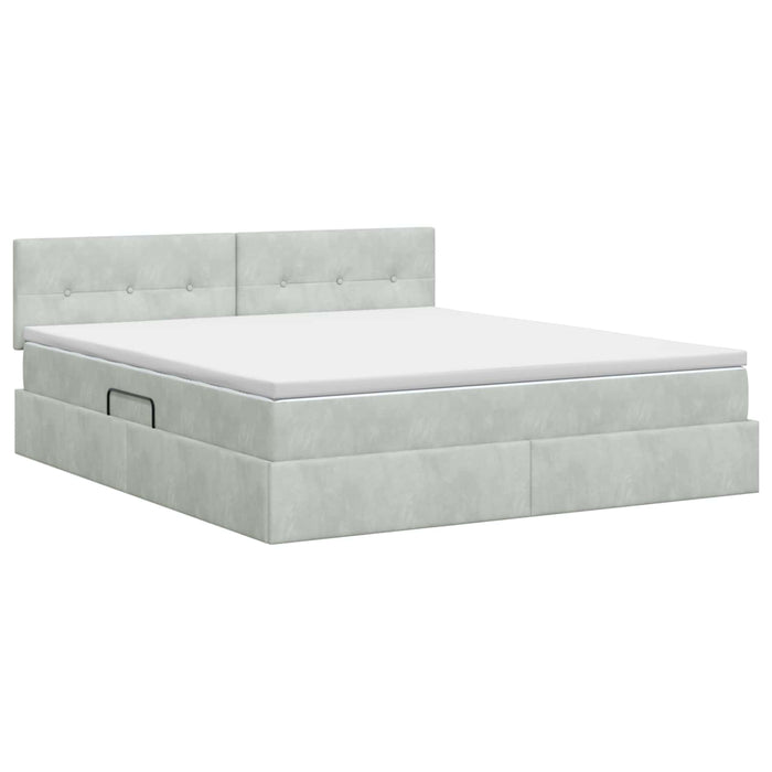 Pat cu storage cu headboard Gri deschis 180 x 200 cm Catifea WALTI