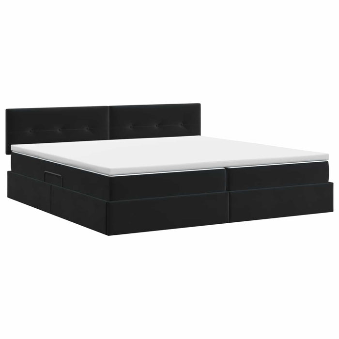 Pat cu storage cu headboard Negru 200 x 200 cm Catifea WALTI
