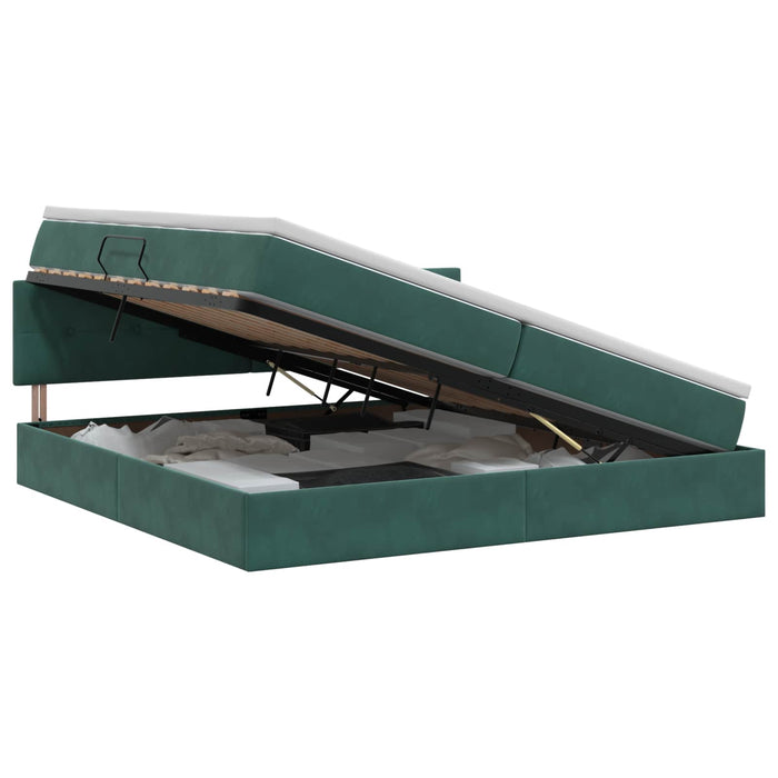 Pat cu storage cu headboard Verde închis 200 x 200 cm Catifea WALTI