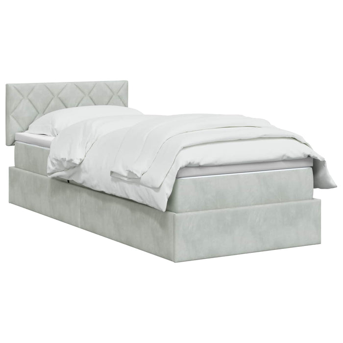 Pat cu storage cu headboard Gri deschis 90 x 190 cm Catifea WALTI