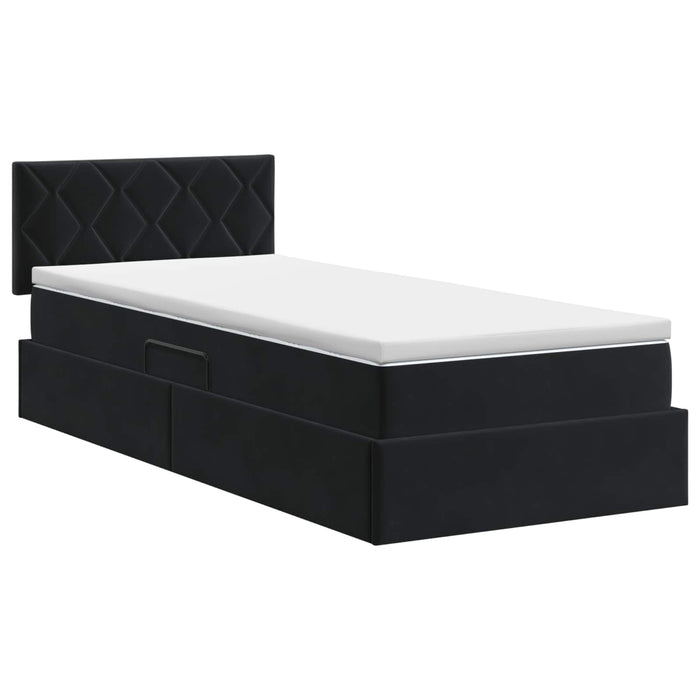 Pat cu storage cu headboard Negru 90 x 190 cm Catifea WALTI