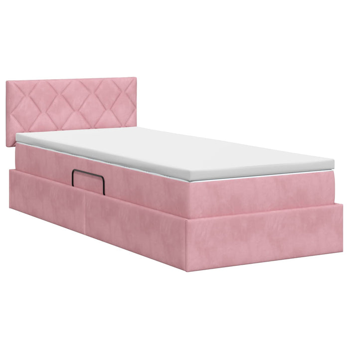 Pat cu storage cu headboard Roz 90 x 190 cm Catifea WALTI