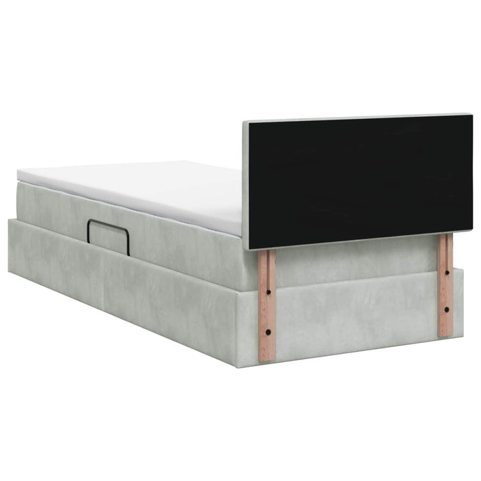 Pat cu storage cu headboard Gri deschis 100 x 200 cm Catifea WALTI