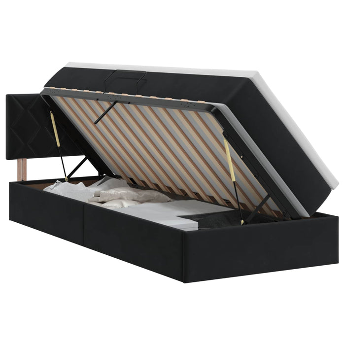 Pat cu storage cu headboard Negru 100 x 200 cm Catifea WALTI