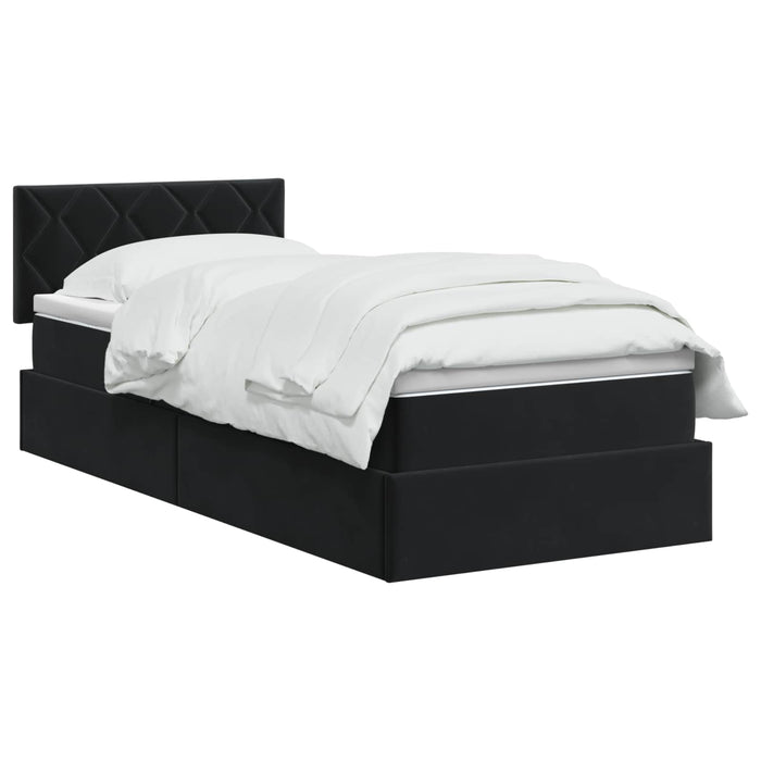 Pat cu storage cu headboard Negru 100 x 200 cm Catifea WALTI