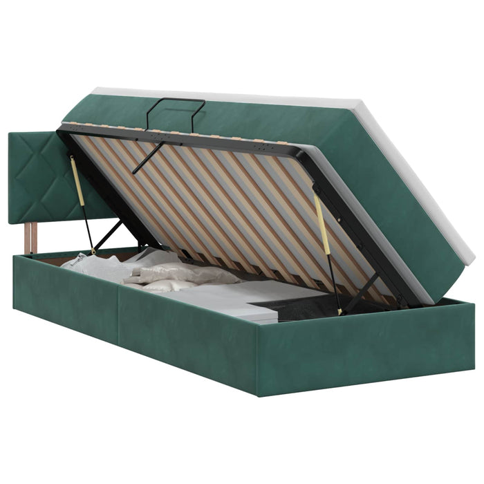 Pat cu storage cu headboard Verde închis 100 x 200 cm Catifea WALTI