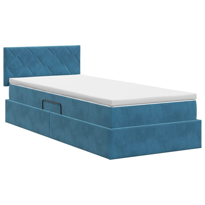 Pat cu storage Albastru închis 100 x 200 cm Catifea WALTI