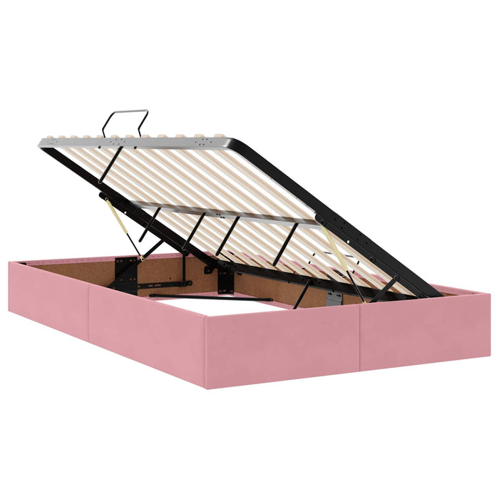 Pat cu storage cu headboard Roz 120 x 190 cm Catifea WALTI