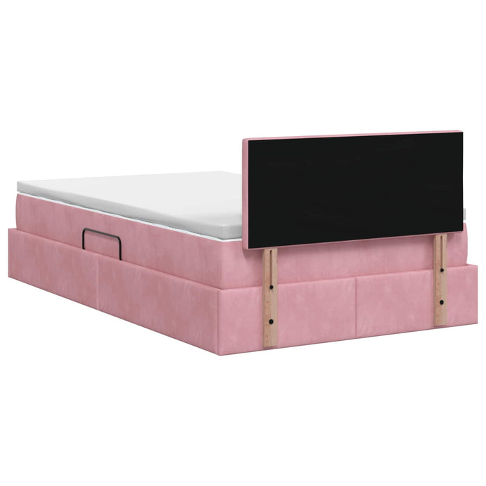 Pat cu storage cu headboard Roz 120 x 190 cm Catifea WALTI