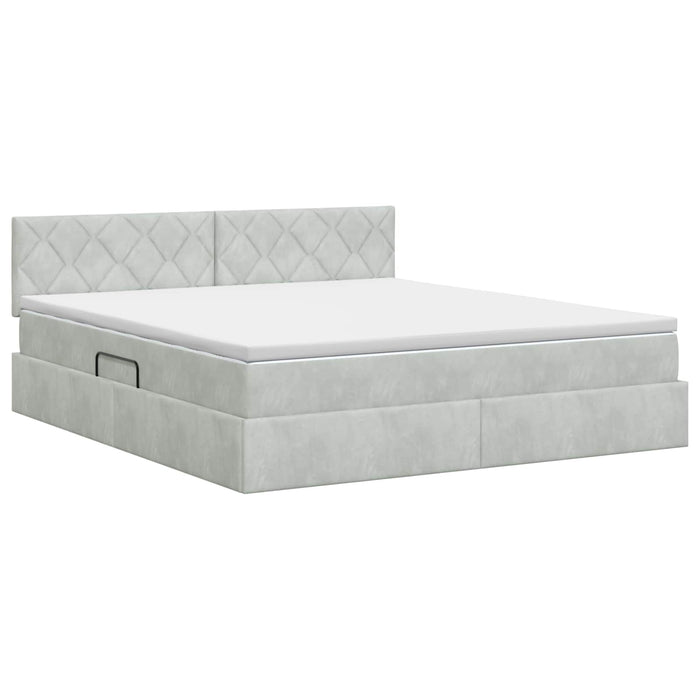 Pat cu storage cu headboard Gri deschis 160 x 200 cm Catifea WALTI