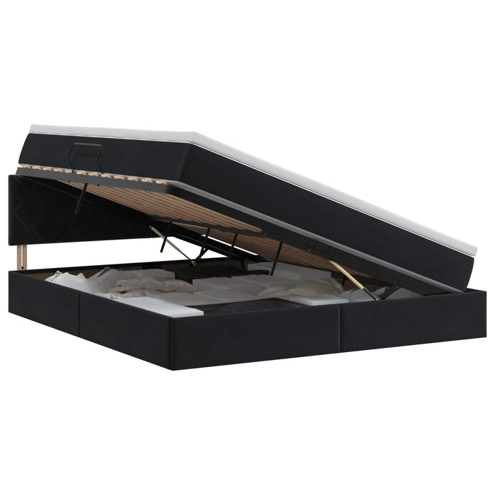 Pat cu storage cu headboard Negru 160 x 200 cm Catifea WALTI