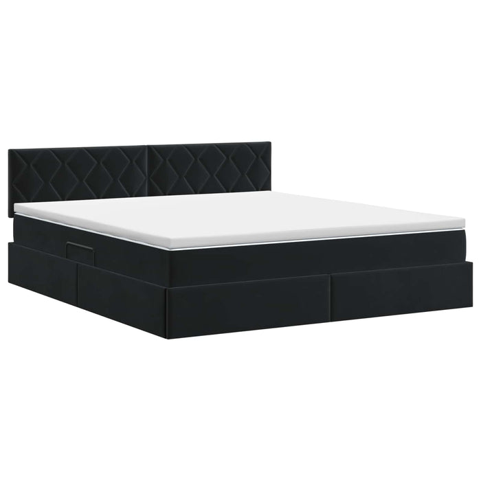 Pat cu storage cu headboard Negru 160 x 200 cm Catifea WALTI