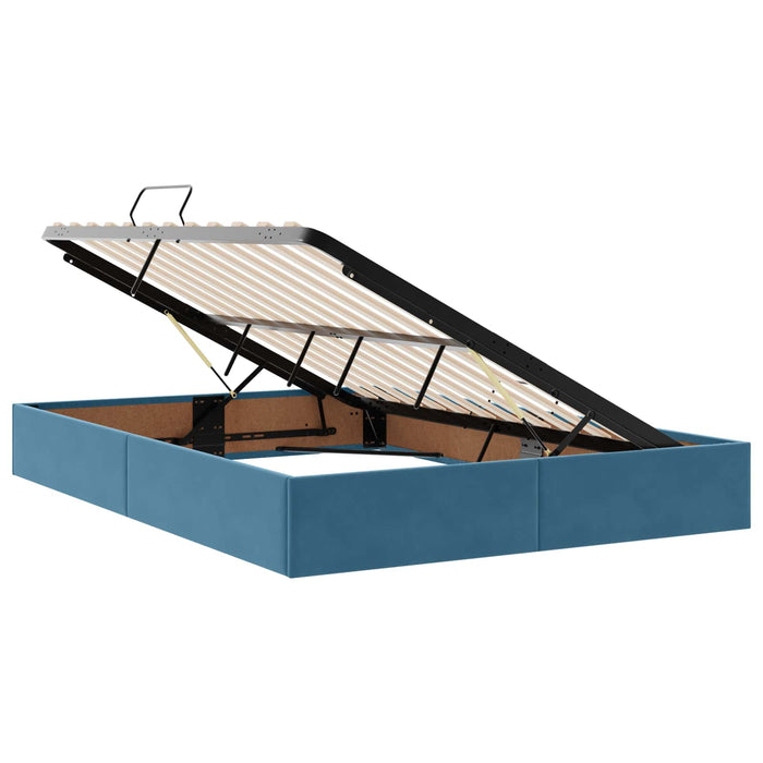 Pat cu storage Albastru închis 160 x 200 cm Catifea WALTI